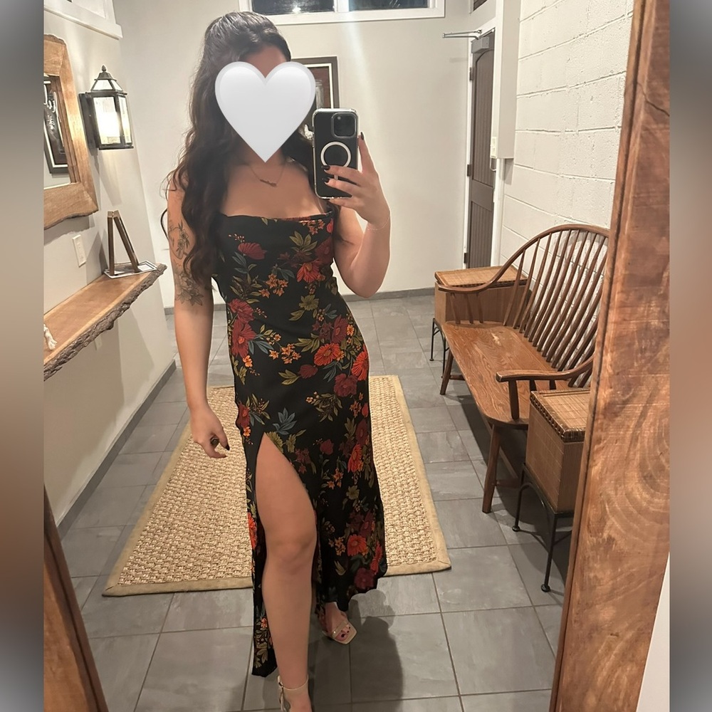 12TH TRIBE NATALIA BLACK FLORAL MAXI DRESS